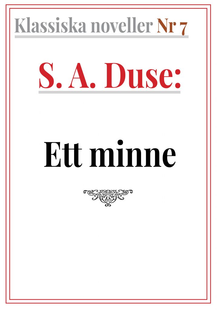 Book Cover: Klassiska noveller 7. S. A. Duse – Ett minne. Skiss