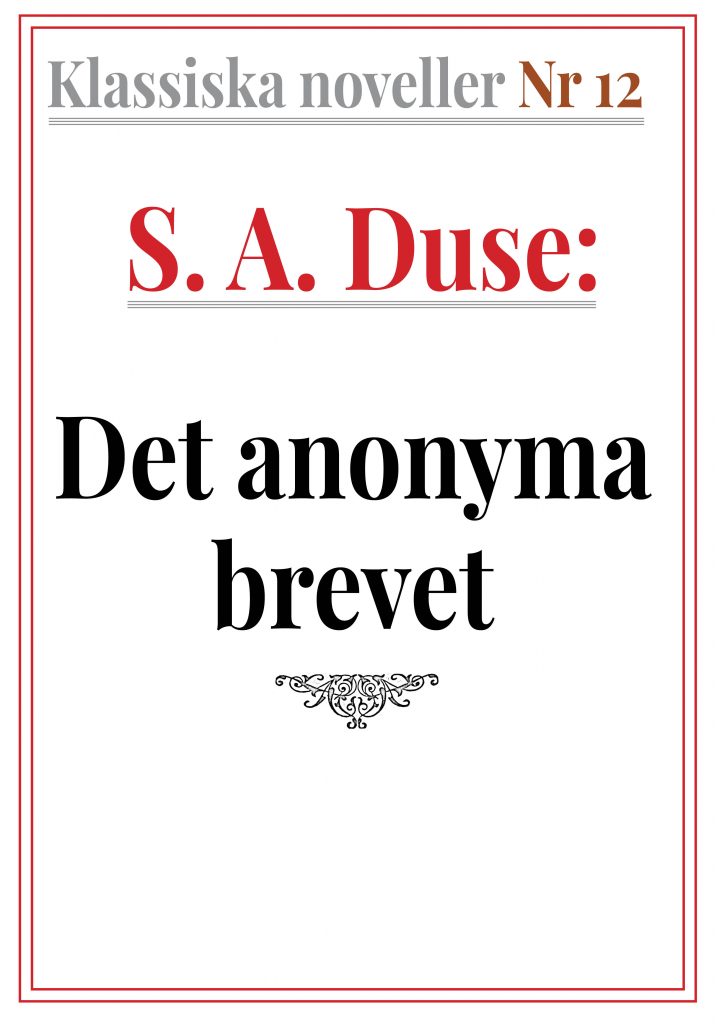 Book Cover: Klassiska noveller 12. S. A. Duse – Det anonyma brevet